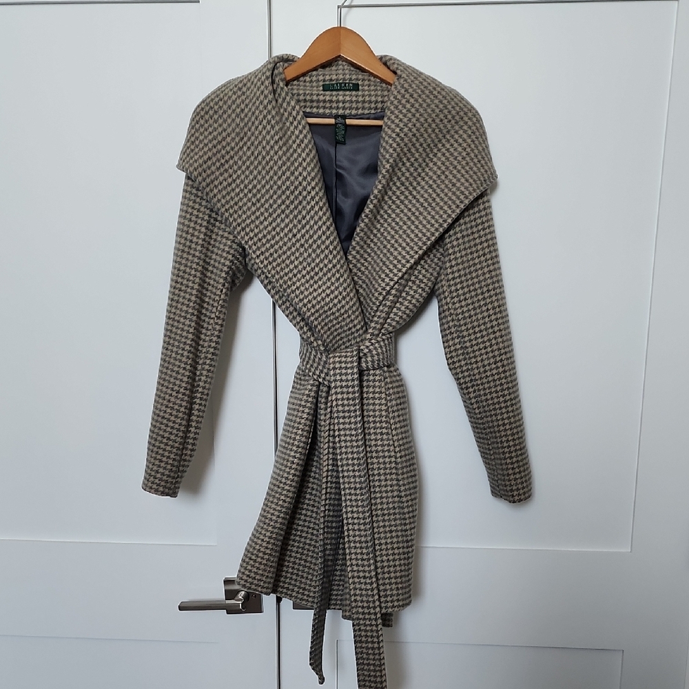 Lauren Ralph Lauren Grey Houndstooth Coat